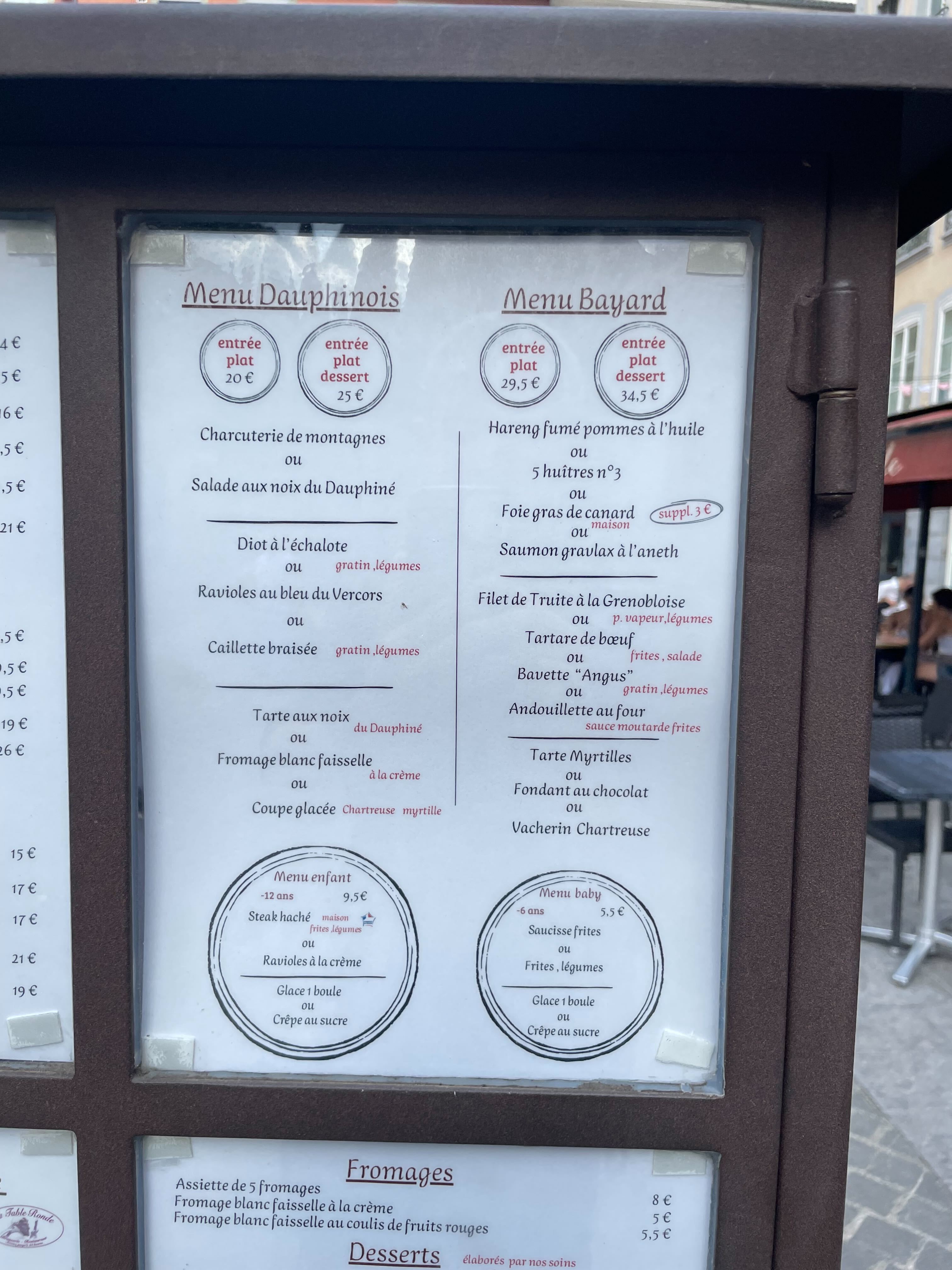 Workshop dinner menu